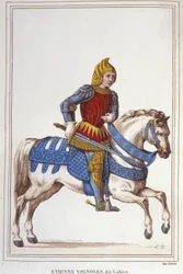 Portræt af Etienne de Vignoles eller Vignolles dit La Hire (Lahire). Fransk krigsmand 1390-1443.gravering af 1830
