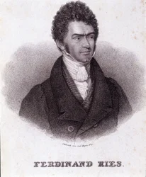 Portræt af Ferdinand Ries (1784 - 1838) tysk komponist og pianist. Indgravering af det 19. århundrede.