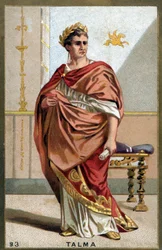 Portræt af Francois-Joseph (Francois Joseph) Talma (1763-1826), fransk skuespiller.. Kromolitografi fra slutningen af det 19. århundrede.