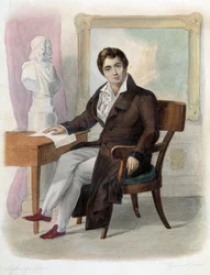 Portræt af Francois-Joseph (Francois Joseph) Talma (1763-1826), fransk komiker. i Ed. Mennechet, ""Den franske Plutarch""