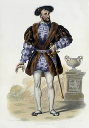 Portræt af Francois 1er (1494-1547) - i "" Den franske Plutarch", red. Mennechet