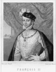Portræt af Francois II (1544 - 1560), konge af Frankrig - i "Histoire des Français"" af Lavallée, stik, sd.