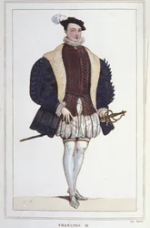 Portræt af Francois II (1544 - 1560), konge af Frankrig, gravering fra 1830
