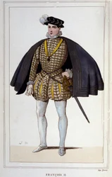 Portræt af Francois II (1544 - 1560), konge af Frankrig, gravering fra 1830