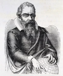 Portræt af Galileo Galilei dit Galileo (1564 - 1642), gravering 1800-tallet.