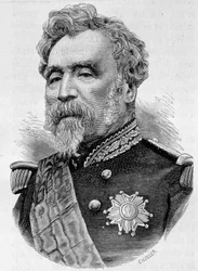 Portræt af General de la Motterouge. Indgravering af slutningen af det 19. århundrede i "Histoire de France"" af H. Martin.