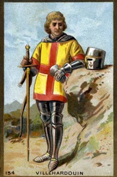 Portræt af Geoffroi de Villehardouin (1150 - 1213). Kromolitografi i slutningen af det 19. århundrede.