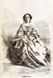 Portræt af George Sand (Aurore Dupin, Baronne Dudevant) (1804-1876).