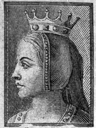 Portræt af Gerberge af Sachsen (ca. 913-968 eller 969), dronning af Frankrig, hustru til Ludvig IV af Outremer.