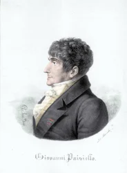 Portræt af Giovanni Paisiello (eller Paesiello eller Paesieillo) (1740-1816), italiensk komponist. Indgravering af det 19. århundrede