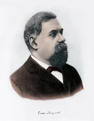Portræt af Giovanni Virginio Schiaparelli (1835-1910), astrofysiker. Han observerede retlinede konfigurationer på planeten Mars, som han kaldte Mars