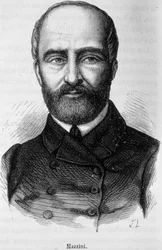 Portræt af Giuseppe Mazzini, italiensk patriot og revolutionær (1805 eller 1808 - 1872)