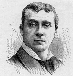 Portræt af Gustave Worms (f. 1836), fransk komiker, medlem af Comedie Francaise fra 1858 til 1900. Indgravering i "" Le Monde Illustré"" n¡1168 af 16. august 1879.