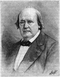 Portræt af Henri Milne Edwards (Milne-Edwards) (1800-1885), fransk naturforsker. (Fra et fotografi). Gravering i "" Natur: gennemgang af videnskaberne og deres anvendelser til kunst og industri"" af 8. august