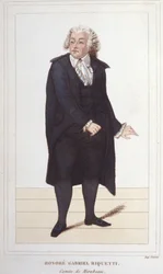 Portræt af Honore Gabriel (Honore-Gabriel) Riqueti, jarl af Mirabeau (1749-1791), fransk politiker. stik fra 1830