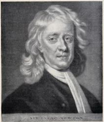 Portræt af Isaac Newton tæt på originalen bevaret på Berlin Observatory.