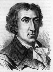 Portræt af Jacques Pierre Brissot de Warville, fransk journalist og politiker (1754 - 1793). Han grundlagde Societe des Amis des Blacks, en tilhænger af afskaffelsen af slaveri Gravering af det 19. århundrede.