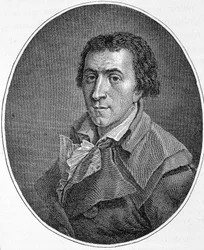 Portræt af Jacques Pierre Brissot, kaldet Brissot de Warville (1754-1793), fransk journalist og politiker. Han grundlagde Selskabet af sorte menneskers venner, tilhænger af slaveriets afskaffelse. Stik fra det 19. århundrede.