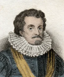 Portræt af James I (James 1st Stuart) (1566-1625), konge af England og Irland (eller James VI (eller James VI), konge af Skotland) Indgravering af det 19. århundrede.