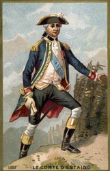 Portræt af Jean Baptiste, greve af Estaing (1729 - 1794), fransk admiral. Kromolitografi af det 19. århundrede.