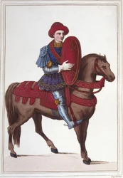 Portræt af Jean Poton, Lord of Xaintrailles, eller af Saintrailles Maréchal af Frankrig (ca. 1400 til 1461) Han var en af Jeanne d