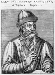 Portræt af Johannes Gutenberg (1400-1468).