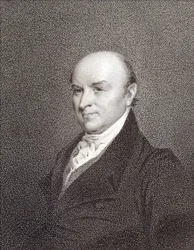 Portræt af John Quincy Adams (1767 - 1848), søn af præsident John Adams og præsident for USA (1825 - 1829). Gravering sd. 19. århundrede.