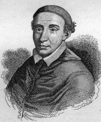 Portræt af John de La Balue (1421-1491) kardinalbiskop af Evreux og Amonier af kong Louis XI. Stik fra 1835.
