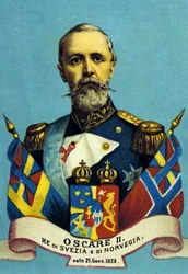 Portræt af kong Oscar II. Konge af Sverige og Norge. 1829-1907.