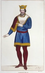 Portræt af Lotharia II (825-869) Kongen af Lotharingen gravering af 1830