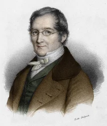 Portræt af Louis-Joseph Gay-Lussac (Louis Joseph Gay Lussac) (1778-1850), fransk fysiker og kemiker. Indgravering af det 19. århundrede.