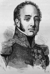 Portræt af Louis Gabriel (Louis-Gabriel) Suchet (1770-1826). Indgravering af slutningen af det 19. århundrede i "Histoire de France"" af H. Martin.