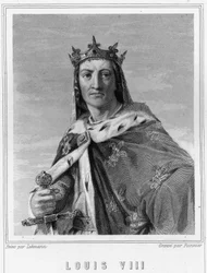 Portræt af Louis VIII (1187 - 1226), konge af Frankrig - i "Histoire des Français"" af Lavallée, stik, sd.
