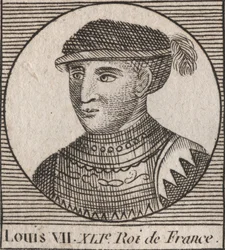 Portræt af Louis VII dit le Jeune (1120-1180), frankernes konge fra 1137 til 1180 - Ludvig VII (kaldet den yngre eller den unge), kongen af frankerne - gravering fra "Instruction sur l