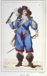 Portræt af Louis XIII (1601 - 1643), konge af Frankrig, gravering af 1830