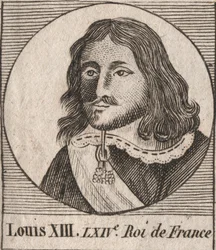 Portræt af Ludvig XIII den Retfærdige (1601-1643) Konge af Frankrig - Ludvig XIII, Konge af Frankrig fra 1610 til 1643 - gravering fra "Instruction sur l
