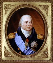 Portræt af Ludvig XVIII (1755 - 1824). Maleri. Privat Coll.