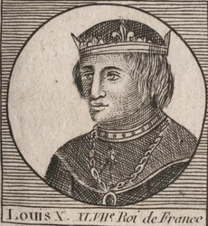 Portræt af Louis X le Hutin (1289 - 1316), konge af Frankrig - Ludvig X (1289-1316) den stædige, konge af Frankrig og Navarra - gravering fra "" Instruction sur l