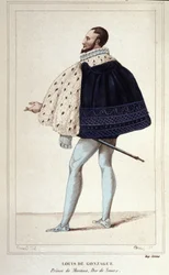 Portræt af Louis de Gonzague, hertug af Mantua, nu ved hans ægteskab i 1565 med Henriette de Cleves, den nye hertug af Nevers. stik fra 1830