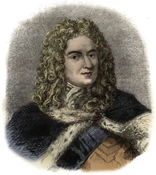 Portræt af Louis de Rouvroy hertug af Saint-Simon - (Saint Simon) fransk soldat, diplomat og kendt dagbogsskriver - Portræt af Louis de Rouvroy, hertug af Saint Simon (1675-1755) mindesmærke