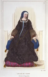 Portræt af Louise de Savoie, hertuginde af Angoulene og mor til Francois I (1476 - 1531) gravering af 1830
