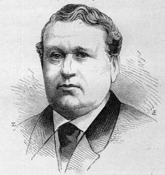 Portræt af M. Thiron, fransk komiker, medlem af Comedie Francaise fra 1852 til 1889. Indgravering i "" Le Monde Illustré"" n¡1168 af 16. august 1879.