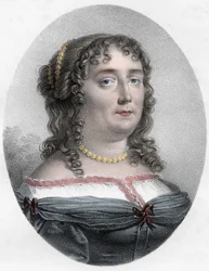 Portræt af Madame de Scudery (1607-1701) - Portræt af Madame de Scudery (eller Madeleine de Scuderi (1607 - 1701), fransk kvinde med bogstaver)