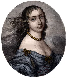 Portræt af Marguerite Hessein, Madame de la Sabliere (1636-1693) Fransk Salonniere. Indgravering af det 19. århundrede.