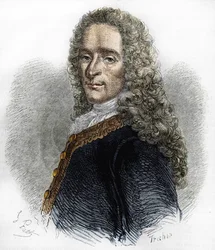 Portræt af Marie-François Arouet de Voltaire (1695-1778), fransk forfatter.