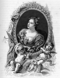 Portræt af Marie-Madeleine (Marie Madeleine) de La Vieuville, comtesse de Parabere (1693-1750) - Indgravering af 1862 i "" The Queens of the World"" af vores første forfattere - Udgivet under ledelse af JGD Armandaud
