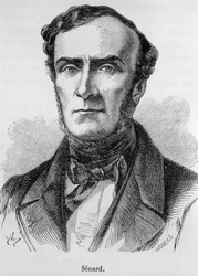 Portræt af Marie Antoine Jules Sénard, medlem af advokatsamfundet i Paris, tidligere formand for Nationalforsamlingen og tidligere indenrigsminister. Han forsvarede Gustave Flaubert under retssagen efter udgivelsen af »Madame Bovary«. Stik fra det 19.