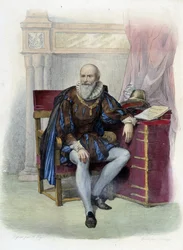 Portræt af Maximilian af Bethune (1560-1641), hertug af Sully, fransk statsmand - i "" Le Plutarque francais"" udg. Mennechet, Paris