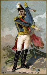 Portræt af Michel Ney, hertug af Elchingen, prins af Moskova (1769 - 1815), marskal af Frankrig. Kromolitografi af det 19. århundrede.