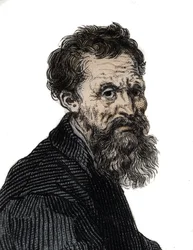 Portræt af Michelangelo Buonarroti italiensk billedhugger - Portræt af Michelangelo Buonarroti dit Michel Ange (Michelangelo eller Michelangelo